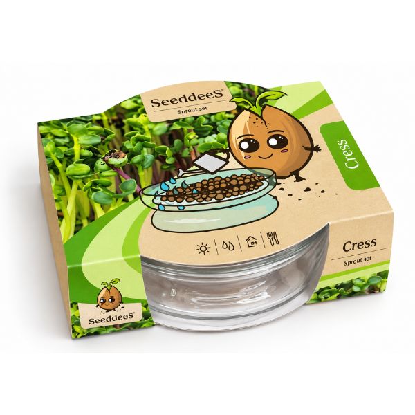 SeeddeeS® kiemgroente tuinkers- Glazen schaal